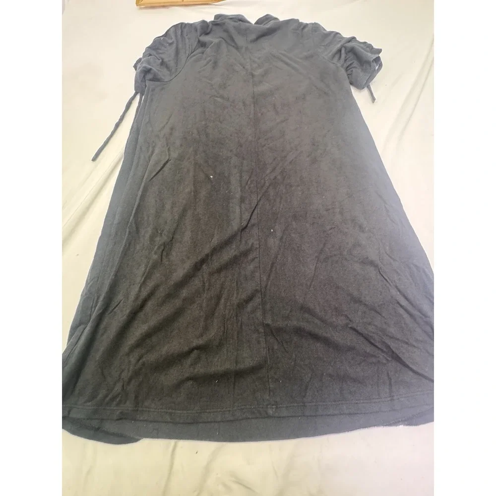 T Shirt Dress Women Cutout Black Ribbon Lace Up Slve Knee Length Western Size S‎